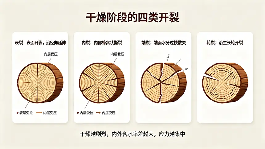干躁阶段的四类开裂 干躁阶段的四类开裂